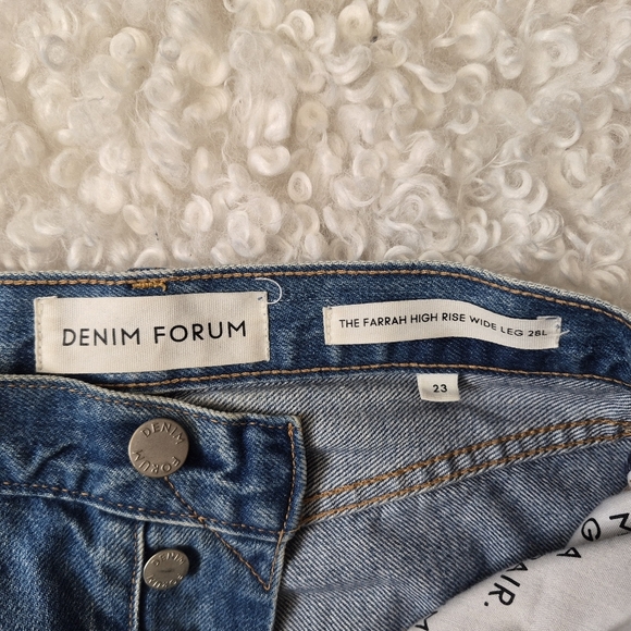 Denim Forum The Farrah High Rise Wide Leg Jeans Blue 23 Organic Cotton 70's - Picture 10 of 16